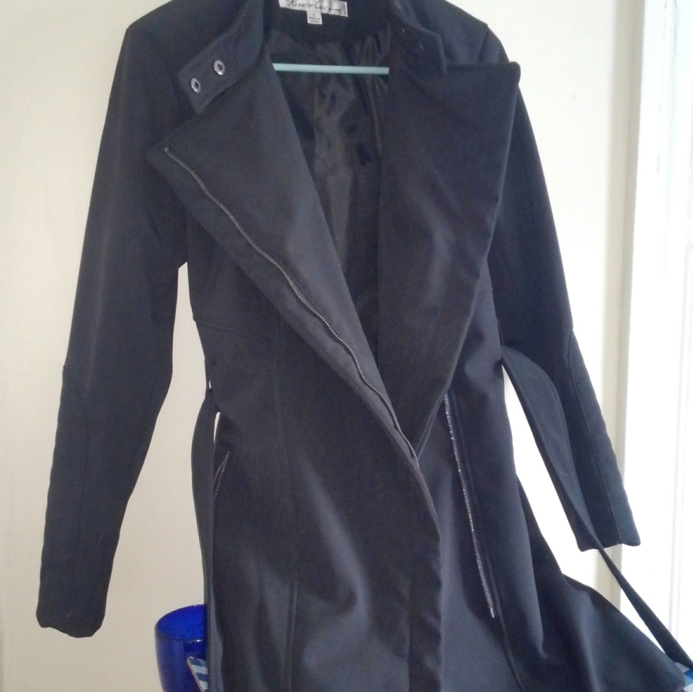 Kenneth Cole NY black trenchcoat, size S
